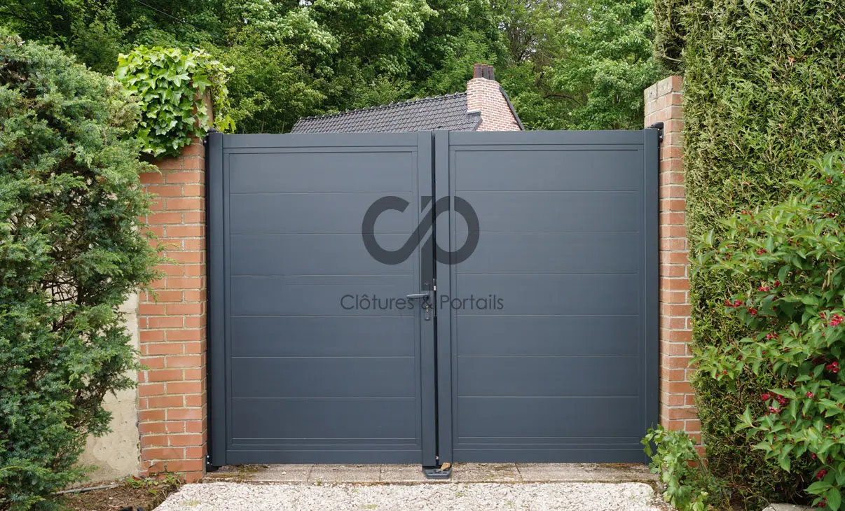 Portails Moderne aluminium opaque noir